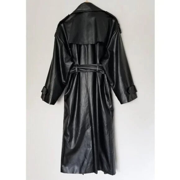 SOLD🏷️ Lovers and Friends Barrett Faux Leather Coat in Black leather midi long - Picture 4 of 6